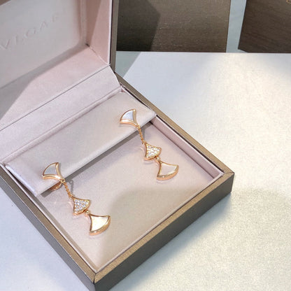 [OrnoraJewelry]DREAM EARRINGS 3 MOTIFS DIAMOND MOP PINK GOLD