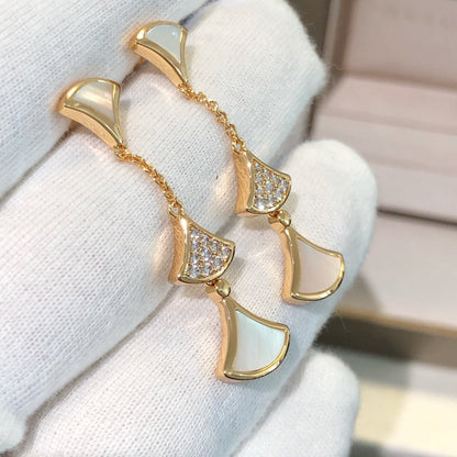 [OrnoraJewelry]DREAM EARRINGS 3 MOTIFS DIAMOND MOP PINK GOLD
