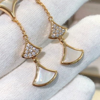 [OrnoraJewelry]DREAM EARRINGS 3 MOTIFS DIAMOND MOP PINK GOLD
