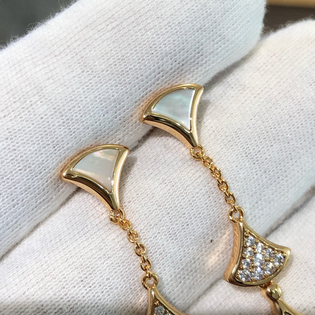 [OrnoraJewelry]DREAM EARRINGS 3 MOTIFS DIAMOND MOP PINK GOLD