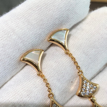 [OrnoraJewelry]DREAM EARRINGS 3 MOTIFS DIAMOND MOP PINK GOLD
