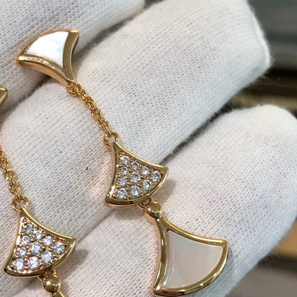 [OrnoraJewelry]DREAM EARRINGS 3 MOTIFS DIAMOND MOP PINK GOLD