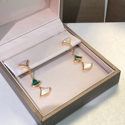 [OrnoraJewelry]DREAM EARRINGS 3 MOTIFS MALACHITE MOP PINK GOLD