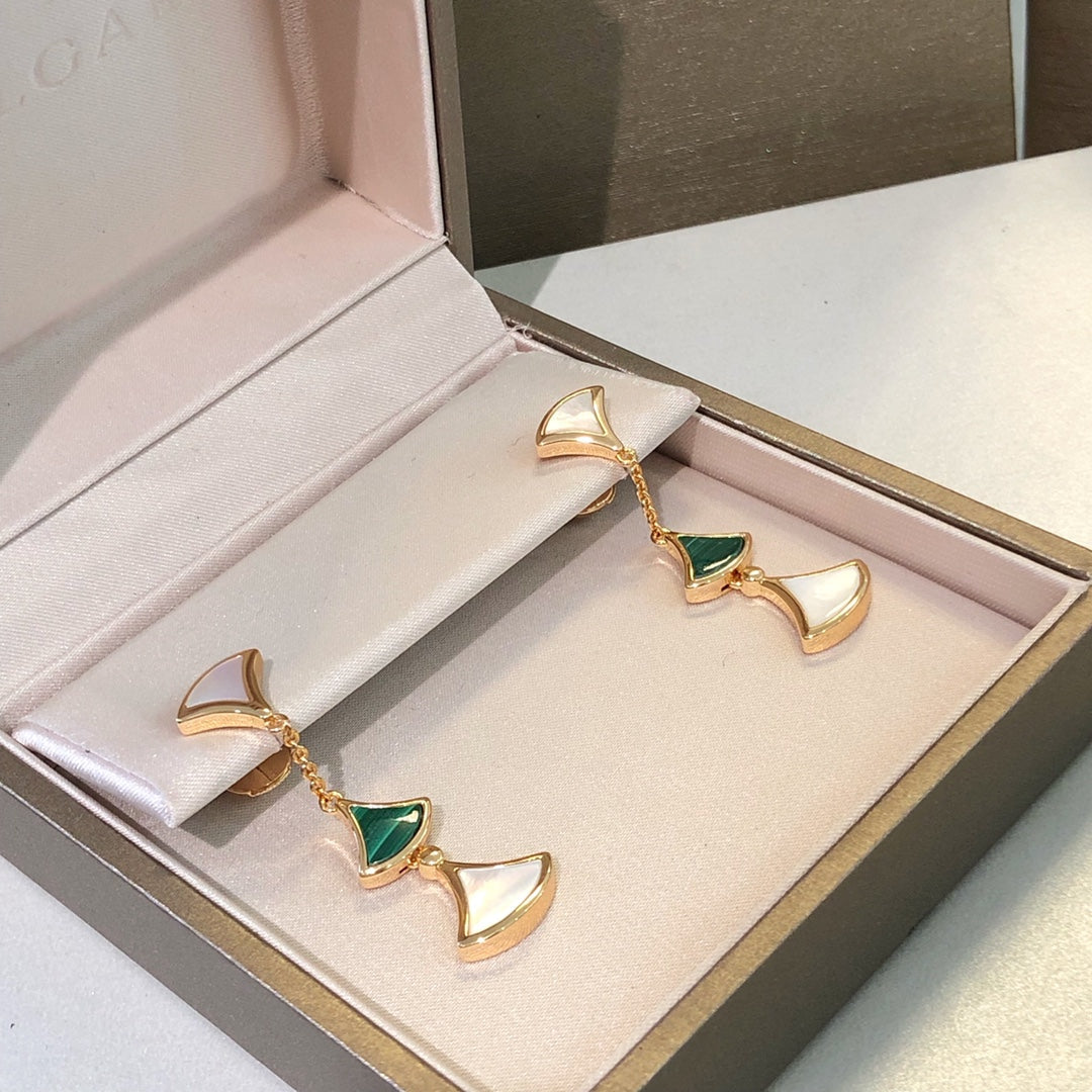 [OrnoraJewelry]DREAM EARRINGS 3 MOTIFS MALACHITE MOP PINK GOLD