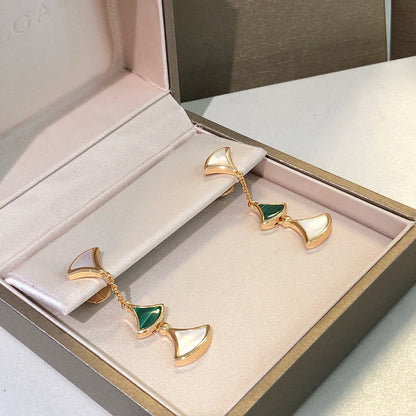[OrnoraJewelry]DREAM EARRINGS 3 MOTIFS MALACHITE MOP PINK GOLD