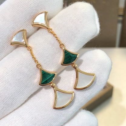 [OrnoraJewelry]DREAM EARRINGS 3 MOTIFS MALACHITE MOP PINK GOLD