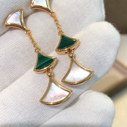 [OrnoraJewelry]DREAM EARRINGS 3 MOTIFS MALACHITE MOP PINK GOLD