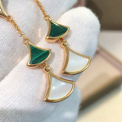 [OrnoraJewelry]DREAM EARRINGS 3 MOTIFS MALACHITE MOP PINK GOLD
