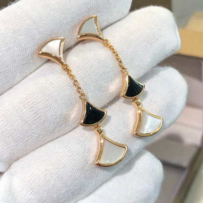 [OrnoraJewelry]DREAM EARRINGS 3 MOTIFS ONYX MOP PINK GOLD