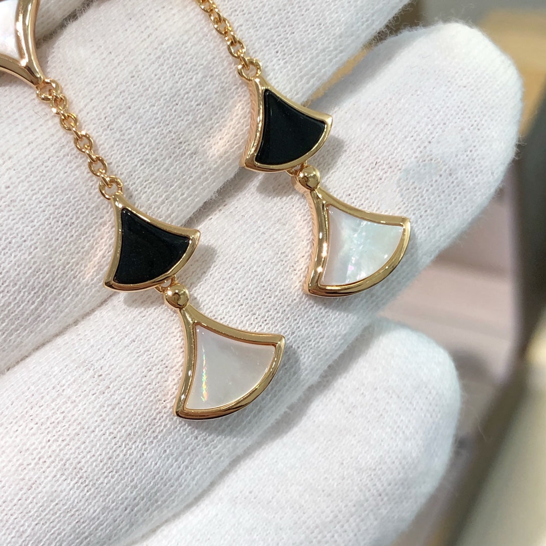 [OrnoraJewelry]DREAM EARRINGS 3 MOTIFS ONYX MOP PINK GOLD