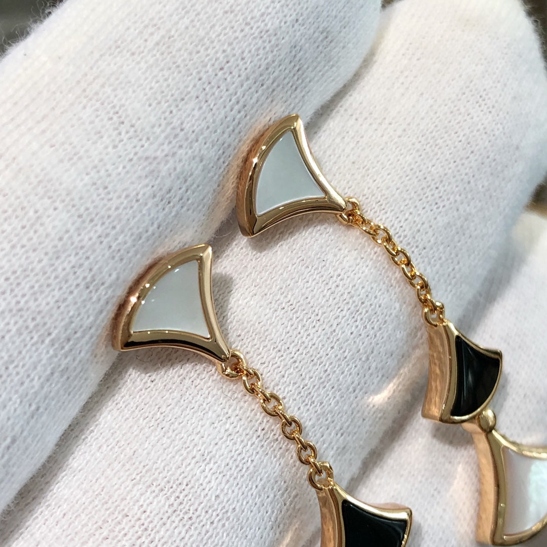 [OrnoraJewelry]DREAM EARRINGS 3 MOTIFS ONYX MOP PINK GOLD