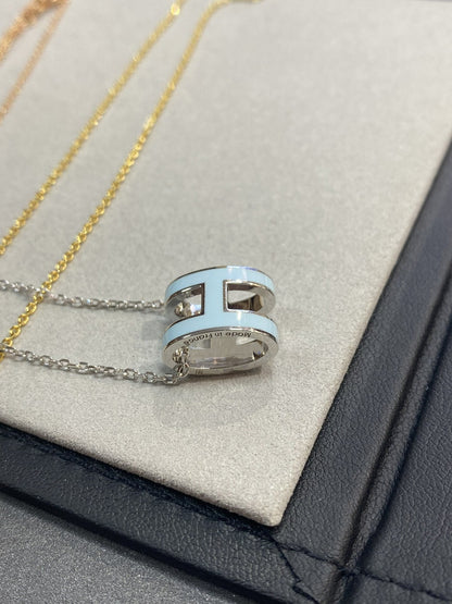 [OrnoraJewelry]POP H LIGHT BLUE NECKLACE