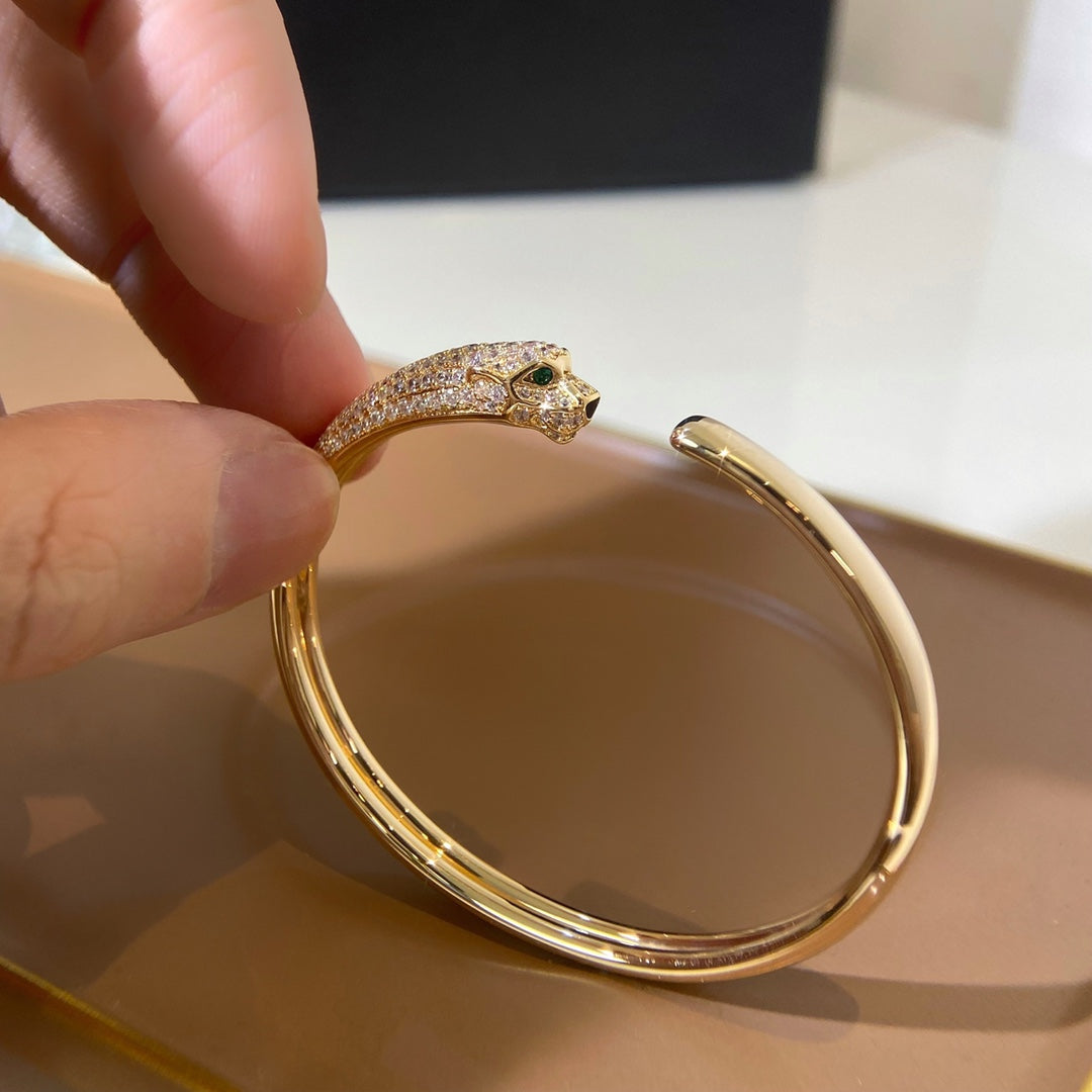 [OrnoraJewelry]PANTHERE GOLD DIAMOND OPEN BRACELET