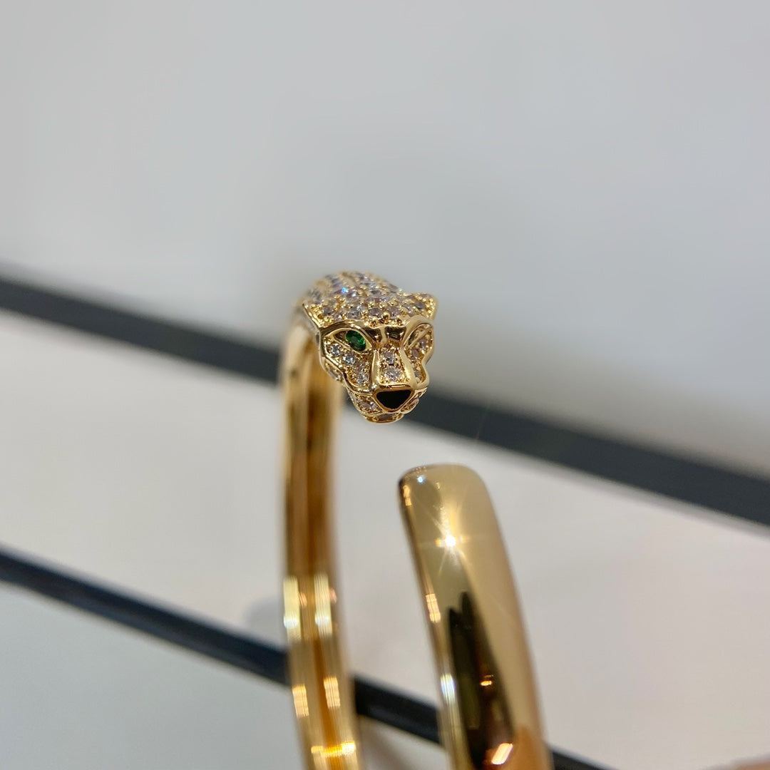 [OrnoraJewelry]PANTHERE GOLD DIAMOND OPEN BRACELET