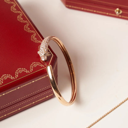 [OrnoraJewelry]PANTHERE ROSE GOLD DIAMOND OPEN BRACELET