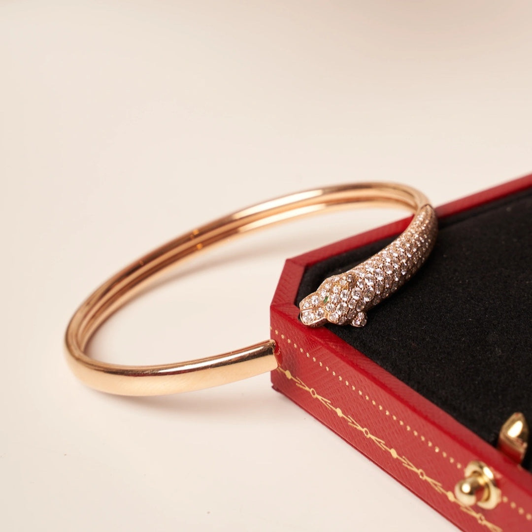 [OrnoraJewelry]PANTHERE ROSE GOLD DIAMOND OPEN BRACELET