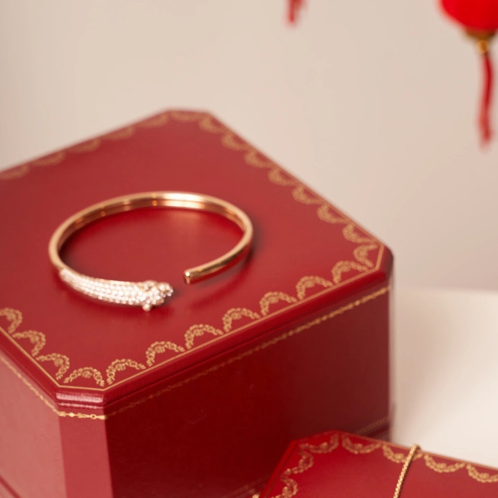 [OrnoraJewelry]PANTHERE ROSE GOLD DIAMOND OPEN BRACELET