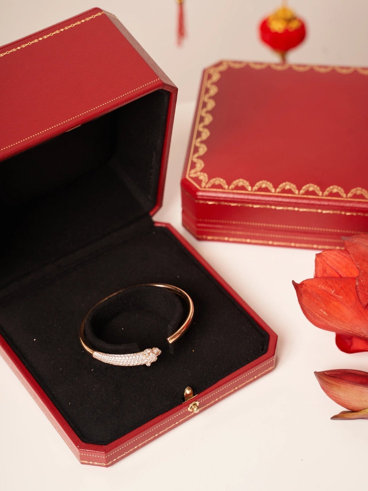 [OrnoraJewelry]PANTHERE ROSE GOLD DIAMOND OPEN BRACELET