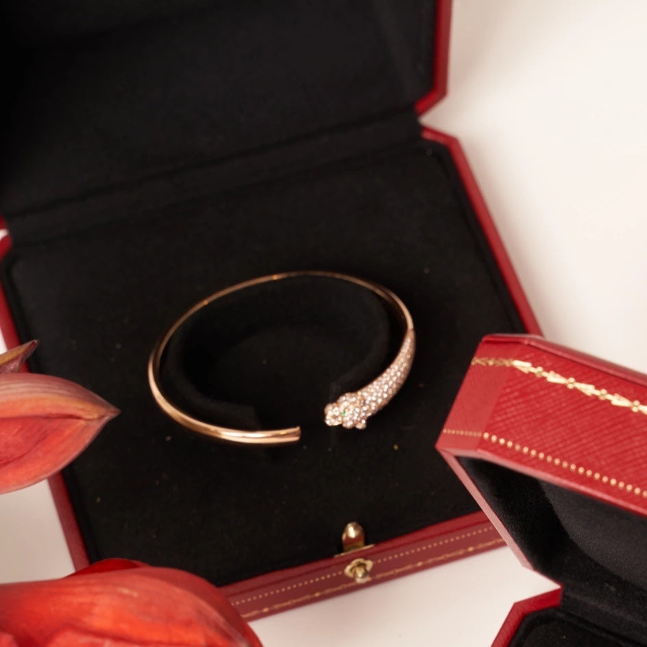 [OrnoraJewelry]PANTHERE ROSE GOLD DIAMOND OPEN BRACELET