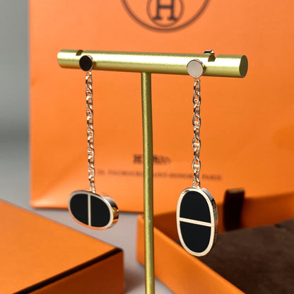[OrnoraJewelry]CHAINE VERSO BLACK CERAMIC EARRINGS
