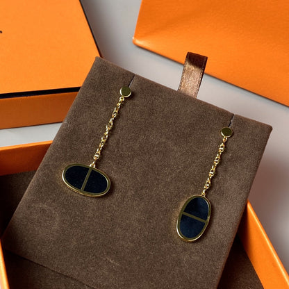 [OrnoraJewelry]CHAINE VERSO BLACK CERAMIC EARRINGS