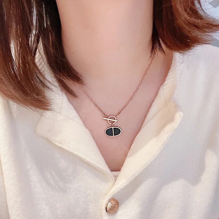 [OrnoraJewelry]CHAINE VERSO BLACK CERAMIC NECKLACE