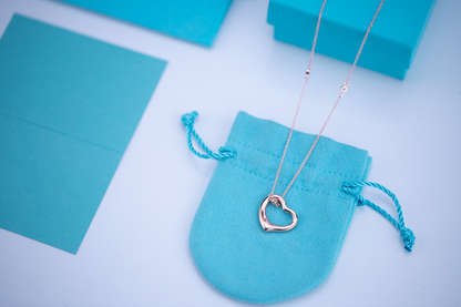 [Ornora Jewelry]OPEN HEART PEDANT PINK GOLD NECKLACE