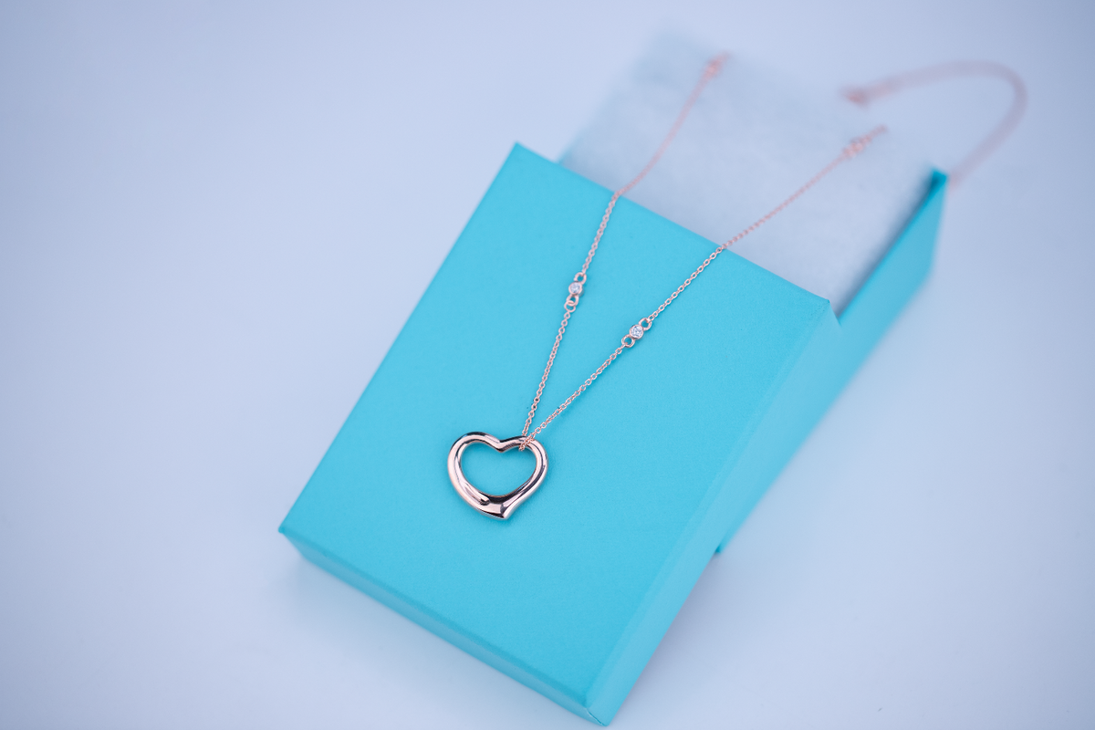 [Ornora Jewelry]OPEN HEART PEDANT PINK GOLD NECKLACE