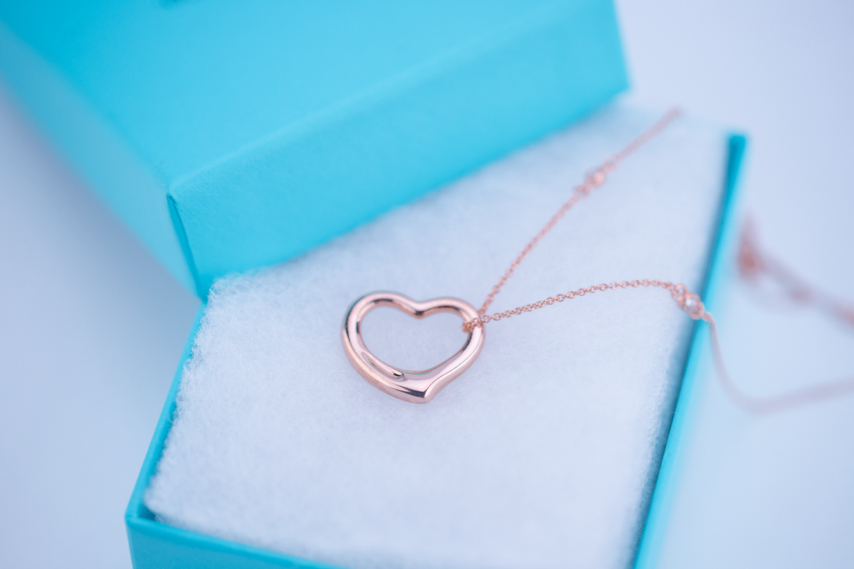 [Ornora Jewelry]OPEN HEART PEDANT PINK GOLD NECKLACE