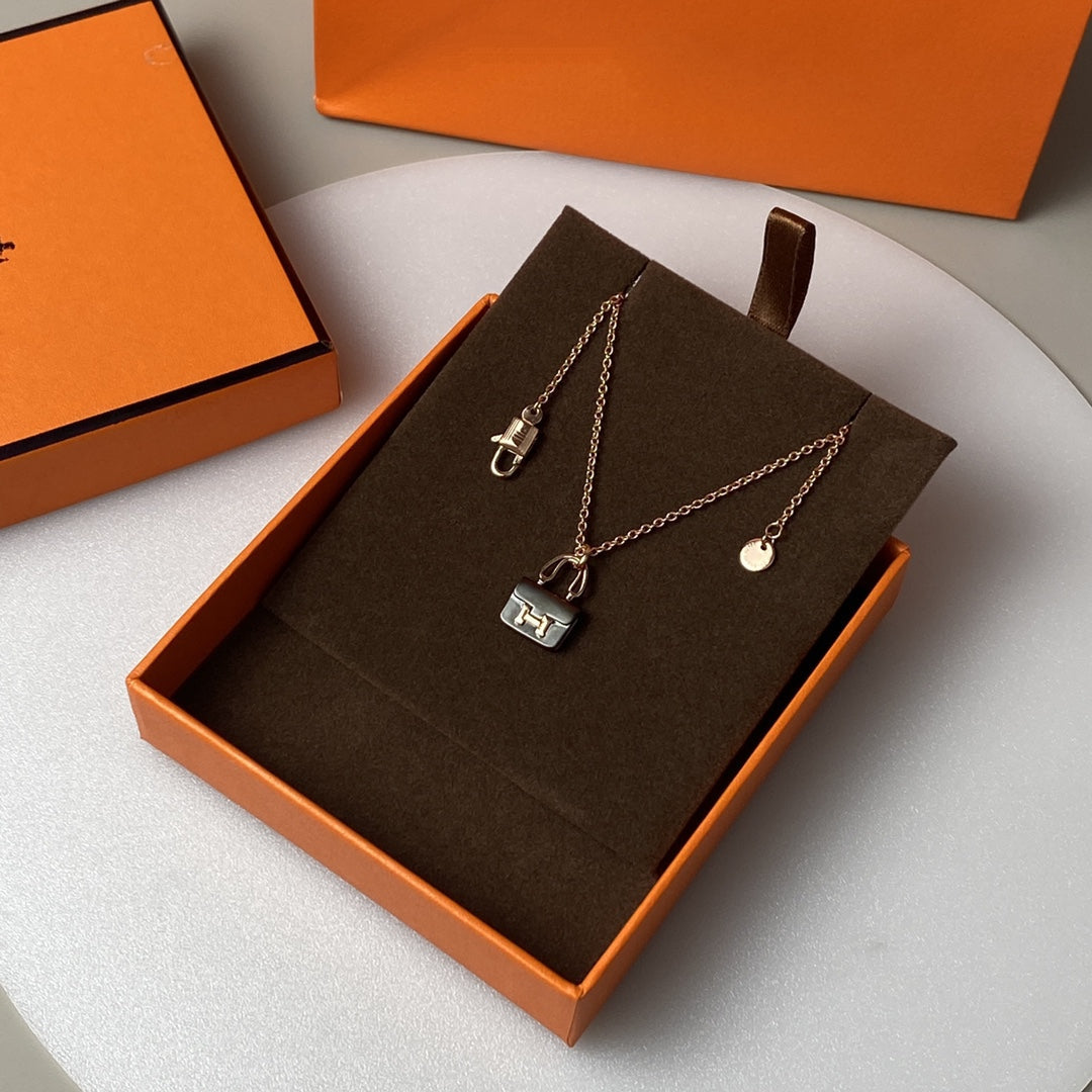 [OrnoraJewelry]CONSTANCE BLACK PEDANT PINK GOLD NECKLACE