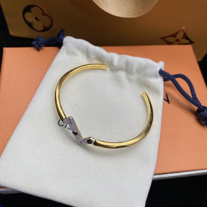 [OrnoraJewelry]VOLTE UPSITE DOWN DIAMOND GOLD OPEN BRACELET