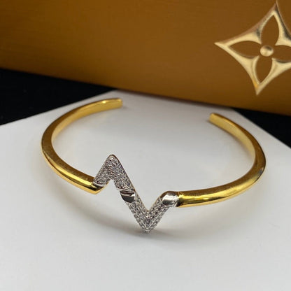 [OrnoraJewelry]VOLTE UPSITE DOWN DIAMOND GOLD OPEN BRACELET