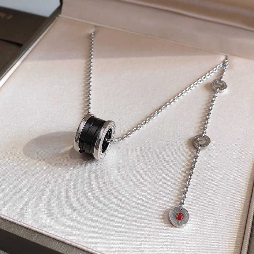 [OrnoraJewelry]ZERO 1 BLACK CERAMIC SILVER NECKLACE