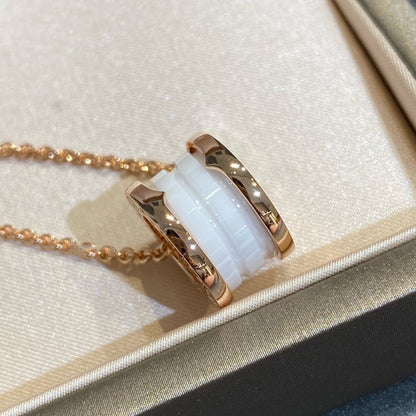 [OrnoraJewelry]ZERO 1 WHITE CERAMIC PINK GOLD NECKLACE