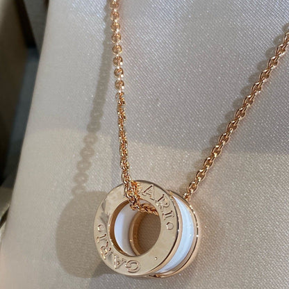 [OrnoraJewelry]ZERO 1 WHITE CERAMIC PINK GOLD NECKLACE