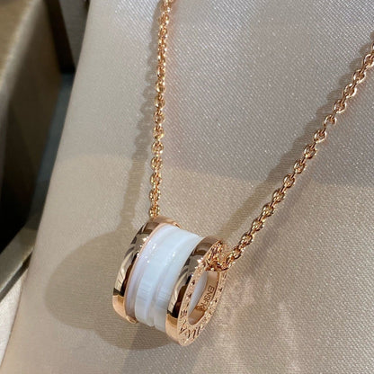 [OrnoraJewelry]ZERO 1 WHITE CERAMIC PINK GOLD NECKLACE