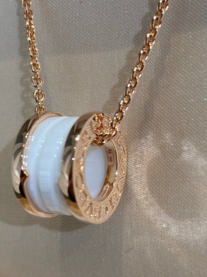 [OrnoraJewelry]ZERO 1 WHITE CERAMIC PINK GOLD NECKLACE