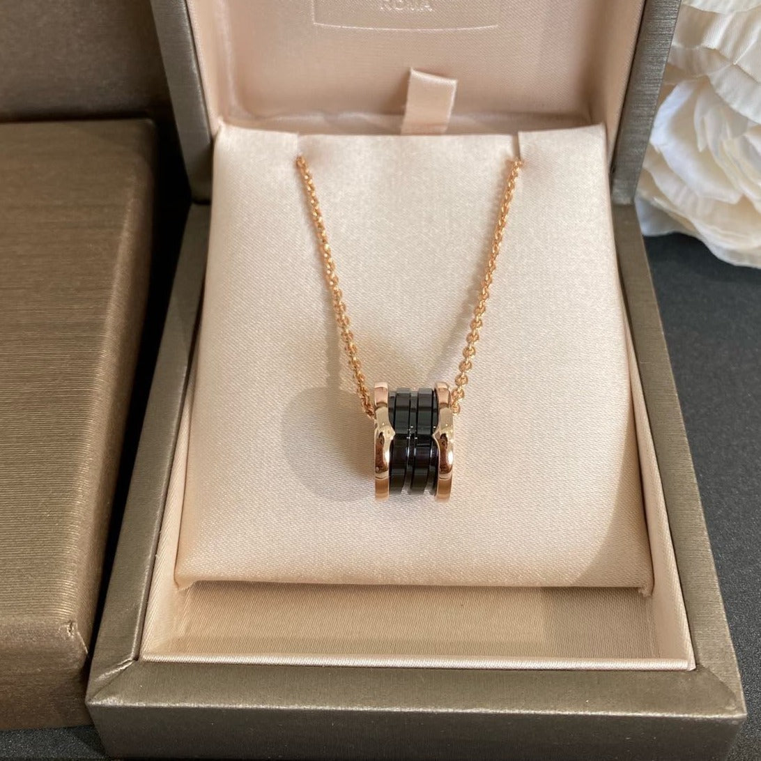 [OrnoraJewelry]ZERO 1 BLACK CERAMIC PINK GOLD NECKLACE