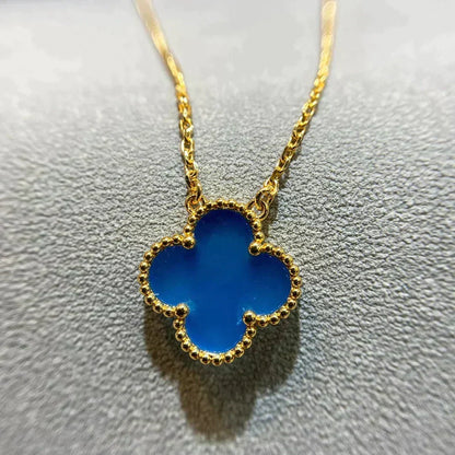 [OrnoraJewelry]CLOVER 15MM BLUE AGATE NECKLACE