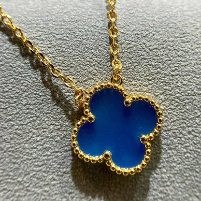 [OrnoraJewelry]CLOVER 15MM BLUE AGATE NECKLACE