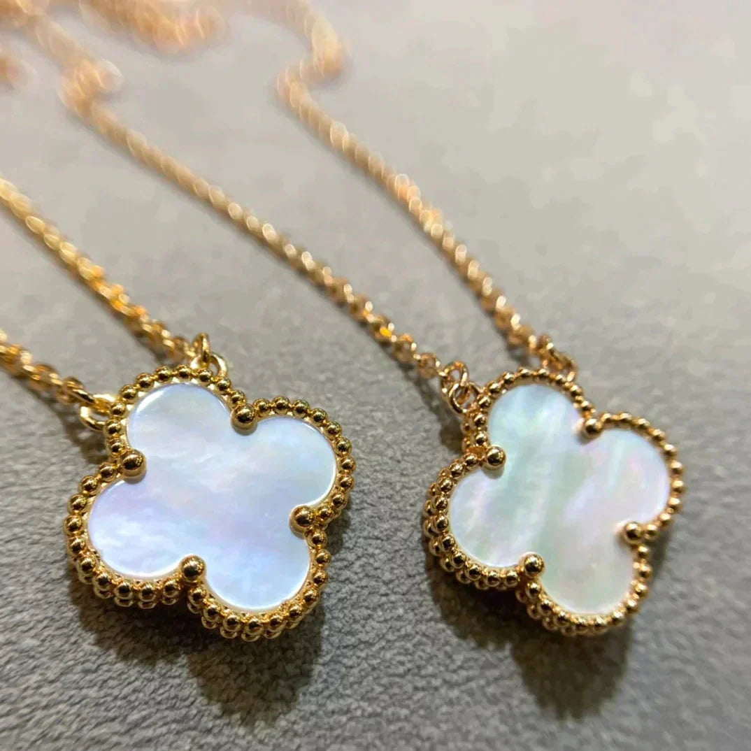 [OrnoraJewelry]CLOVER 15MM WHITE MOTHER-OF-PEARL GOLD NECKLACE