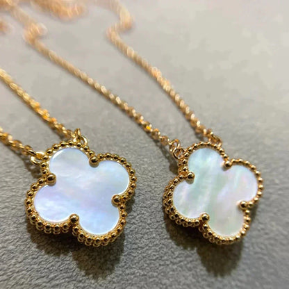 [OrnoraJewelry]CLOVER 15MM WHITE MOTHER-OF-PEARL GOLD NECKLACE