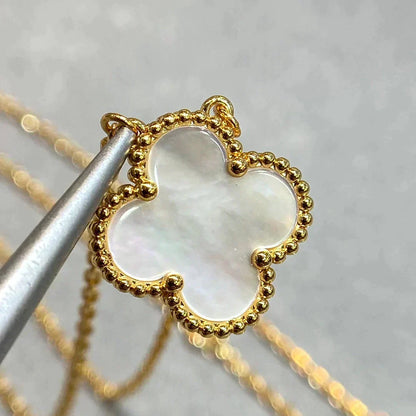 [OrnoraJewelry]CLOVER 15MM WHITE MOTHER-OF-PEARL GOLD NECKLACE