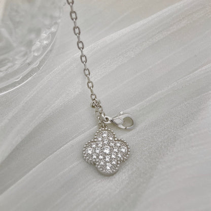 [OrnoraJewelry]CLOVER 5 MOTIFS SILVER DIAMONDS NECKLACE