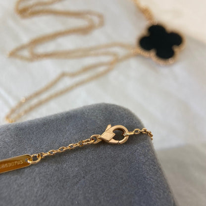 [OrnoraJewelry]CLOVER 25MM NECKLACE GOLD ONYX