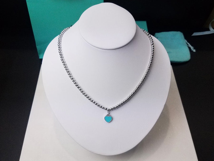 [Ornora Jewelry]HEART PEDANT SILVER BALL CHAIN NECKLACE