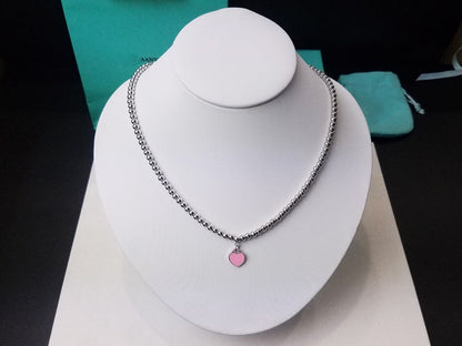 [Ornora Jewelry]HEART PEDANT SILVER BALL CHAIN NECKLACE