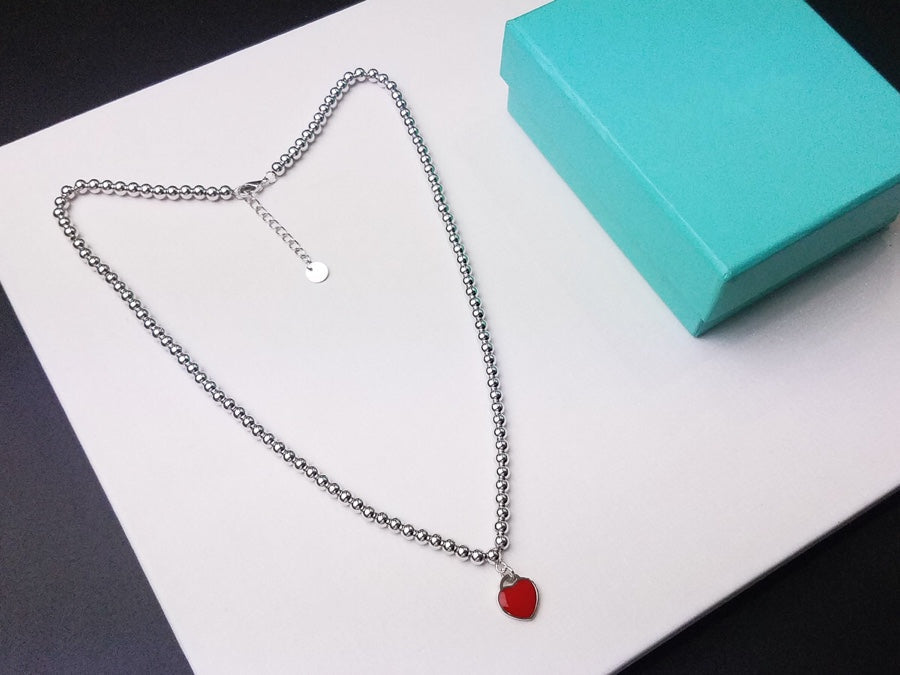 [Ornora Jewelry]HEART PEDANT SILVER BALL CHAIN NECKLACE