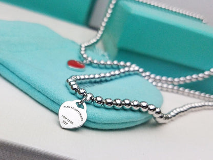 [Ornora Jewelry]HEART PEDANT SILVER BALL CHAIN NECKLACE