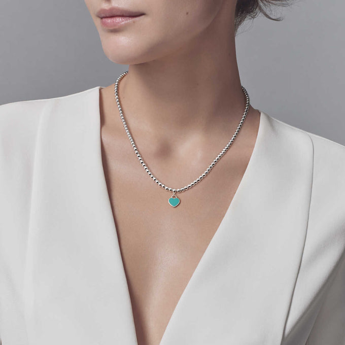 [Ornora Jewelry]HEART PEDANT SILVER BALL CHAIN NECKLACE